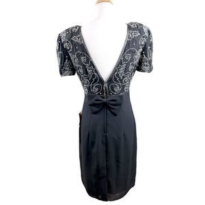 Stenay Vintage Beaded Black Silver Embellished Beaded Mini Dress Women’s Size 6